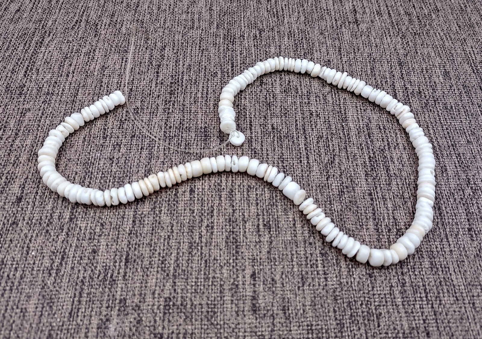 White Puka Style Shells Drilled Hieshi Strand (One approx. 16 inches x 4-5+ mm)