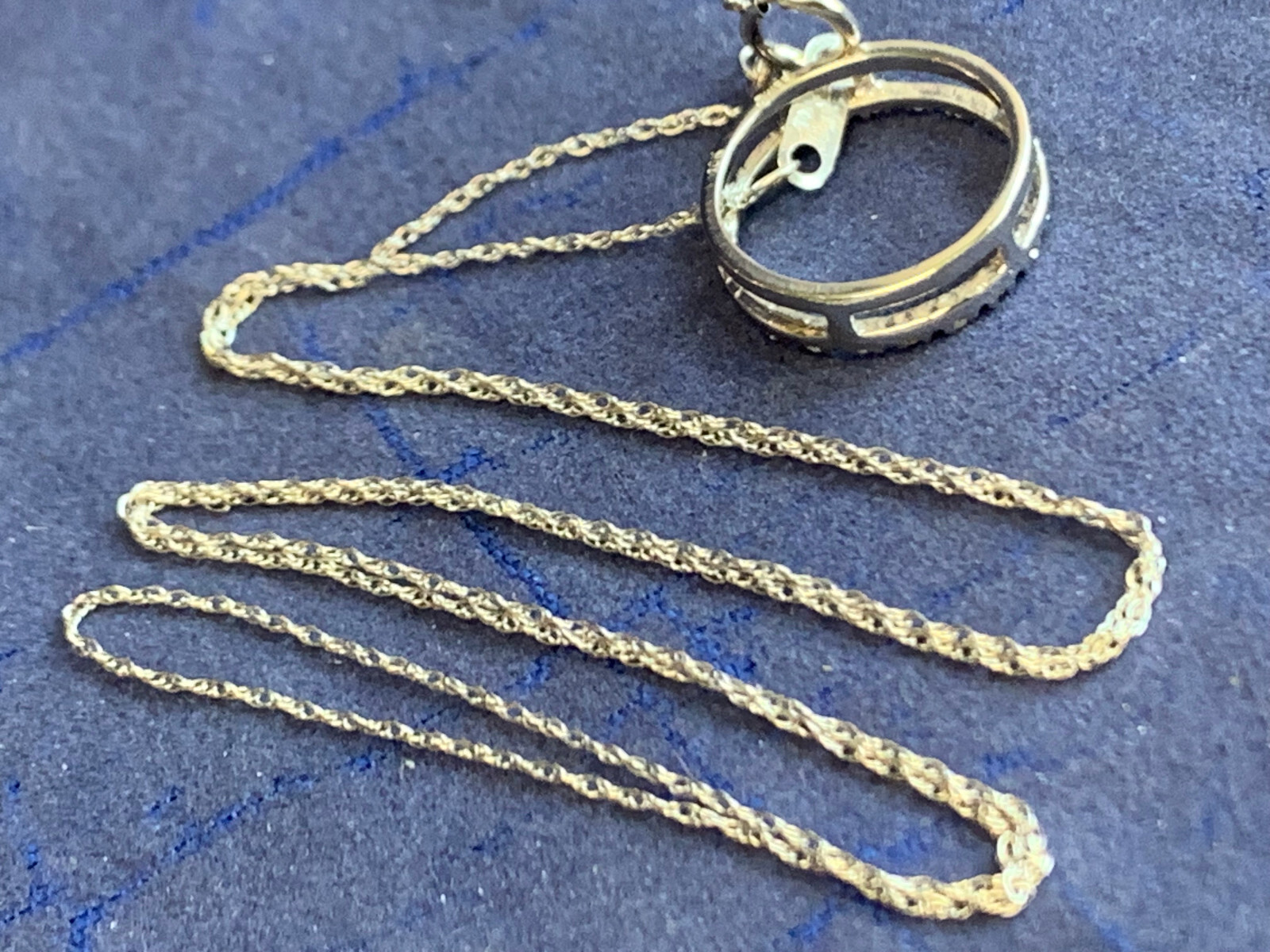 10K White Gold Necklace 1.48g Fine Jewelry 18″ Rope Chain Clear Stones *READ*