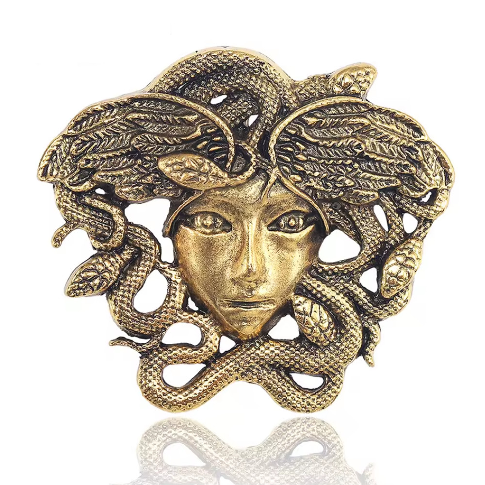 Vintage Style Gold Medusa Brooch Pin Greek Mythology Statement Jewelry Gift
