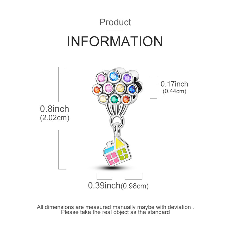 MULA European Silver Plated Charm AAA CZ Enamel Balloon House For Women Bracelet
