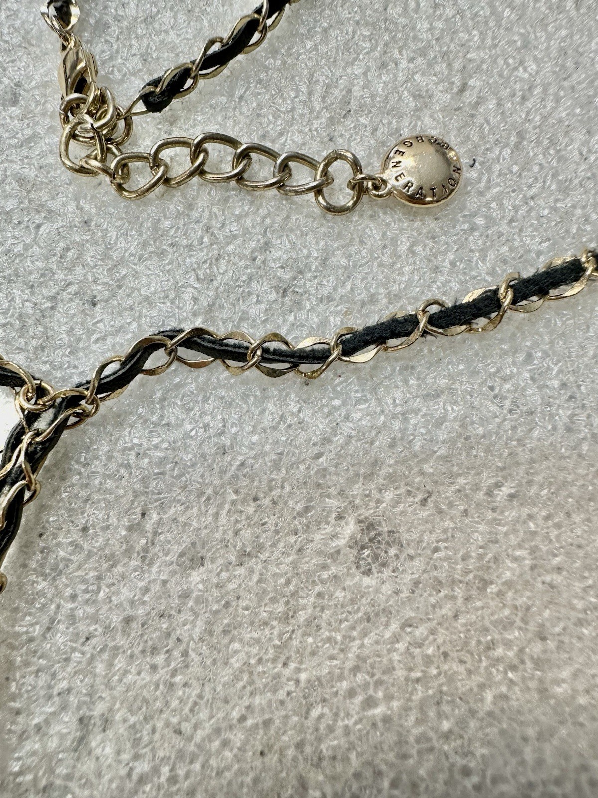BCBGeneration Golden W Black Suede Woven 26” Tassle Necklace