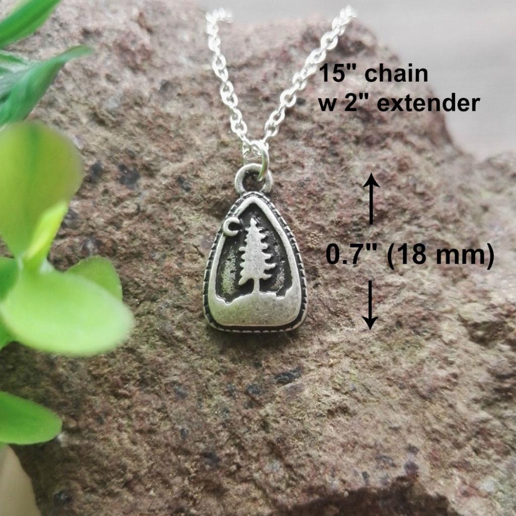 PINE TREE NECKLACE 15″ Chain Pewter Pendant Outdoor Camping Mountain Wilderness