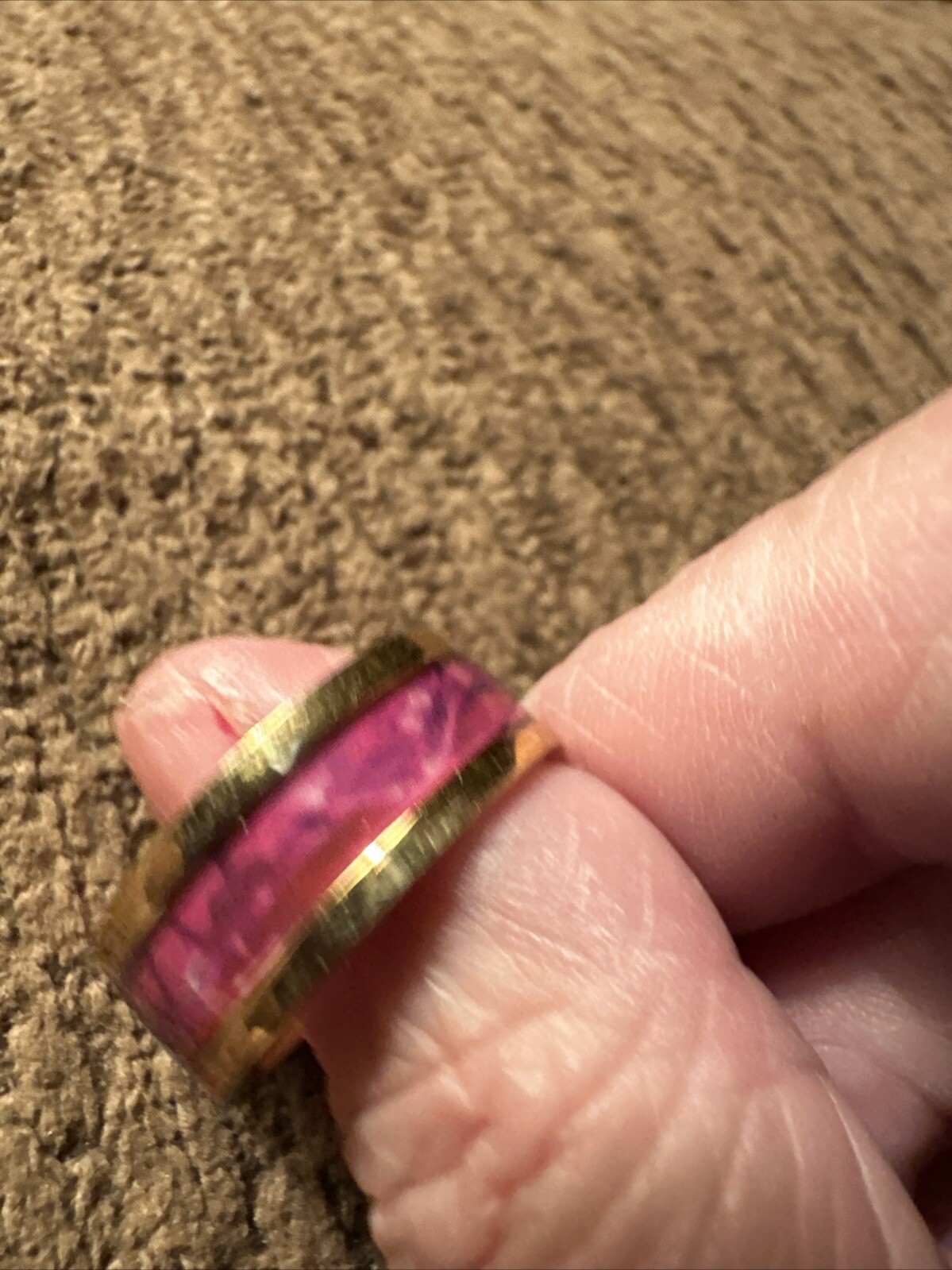 Love This Retro Pink And Blue Stainless Steel Gold Ring In Size 7