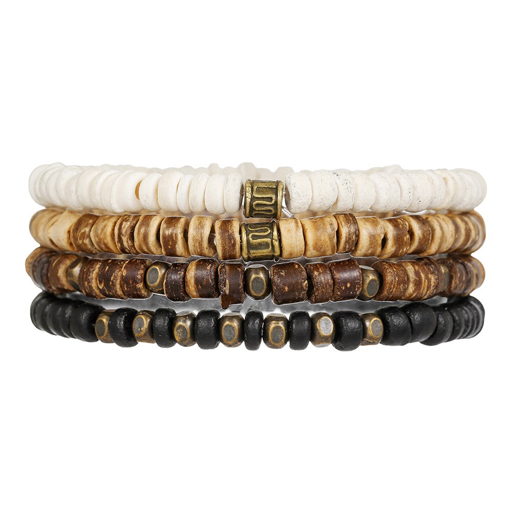 Mens Coconut Shell Stackable Surfer Bracelet Coconut Wood Custom Bracelets Set