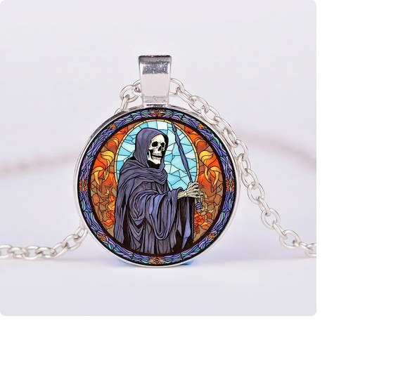 GRIMREAPER SKULL DEATH SATAN OCCULT Pendant On 20″ 925 Sterling Silver Necklace