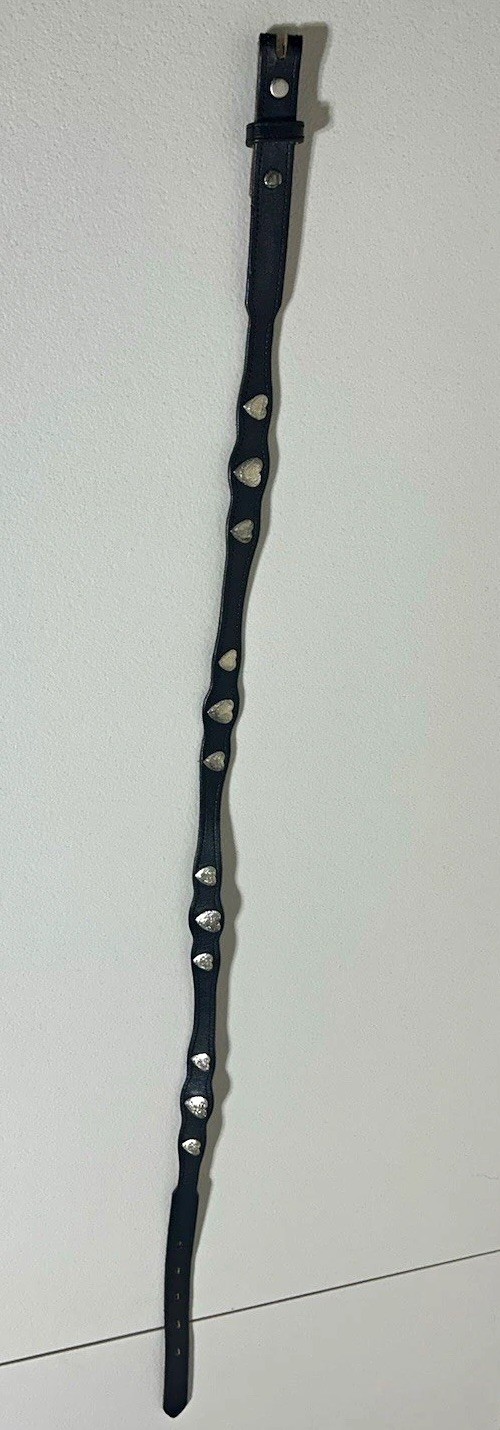 Black Leather Snap Bracelet Silver-Tone Heart Studs Love & Hearts Theme