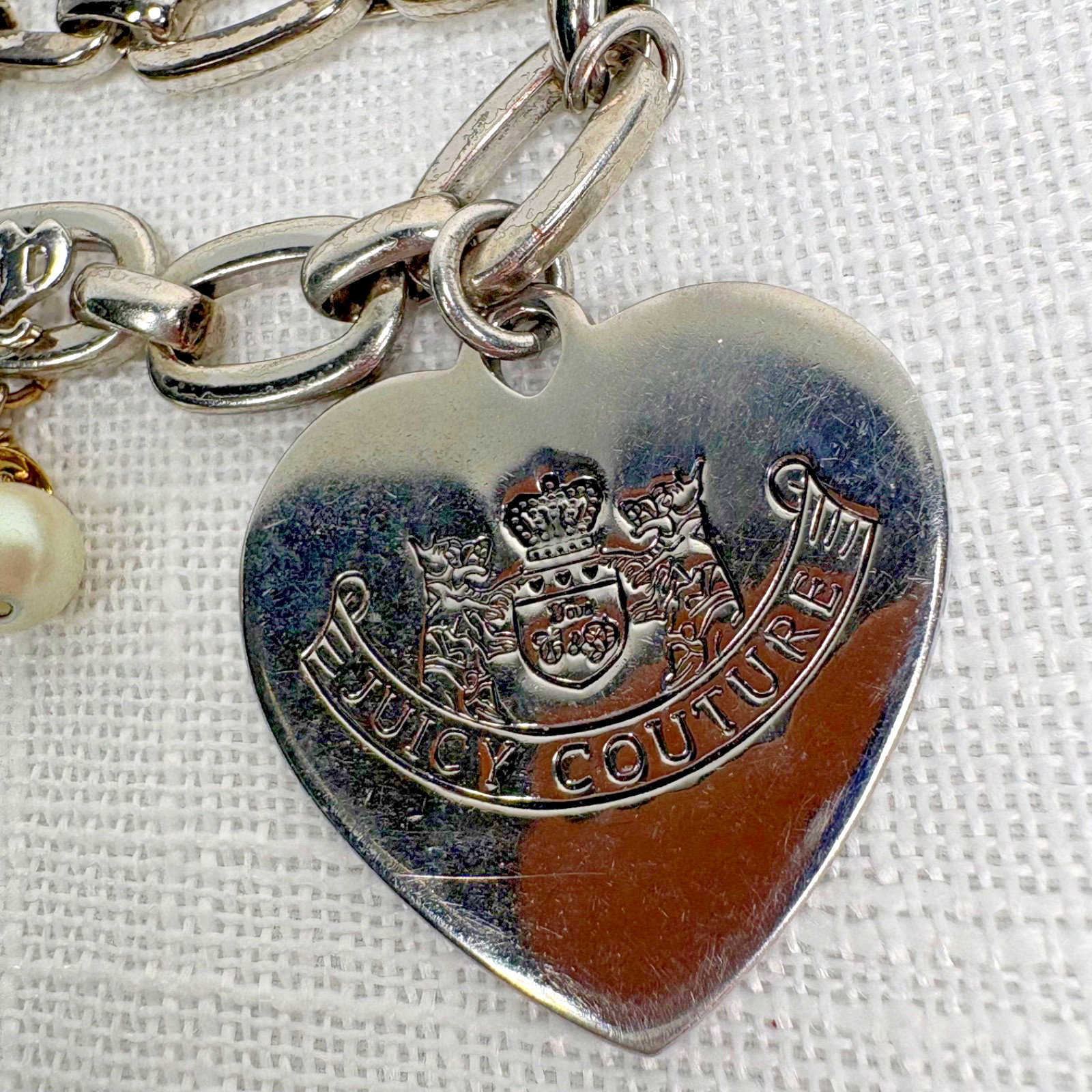 Y2K Juicy Couture Heart Charm Bracelet Silver And Gold Tone Charms Let Them Cat