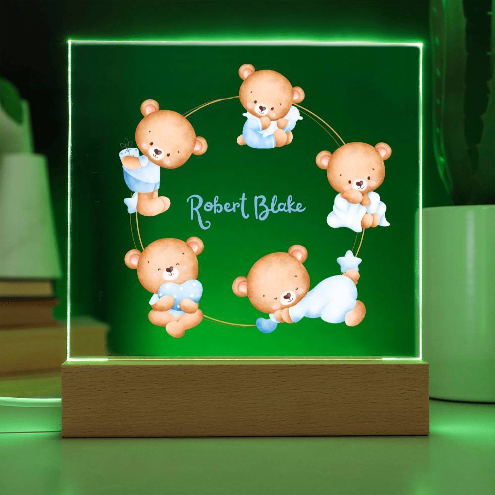 Custom night light for baby boy nursery, baby shower gift