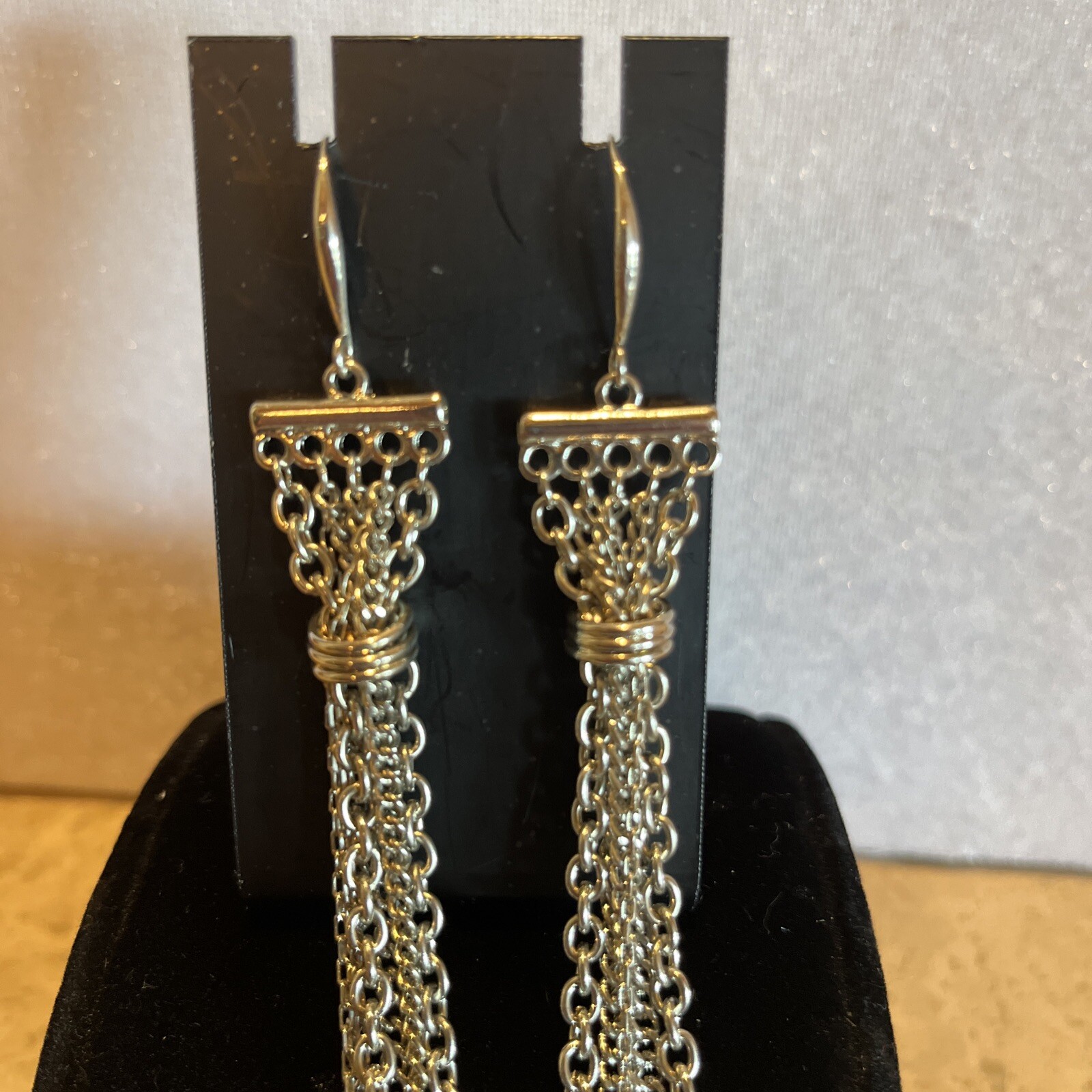 Silver Tone Long Earrings