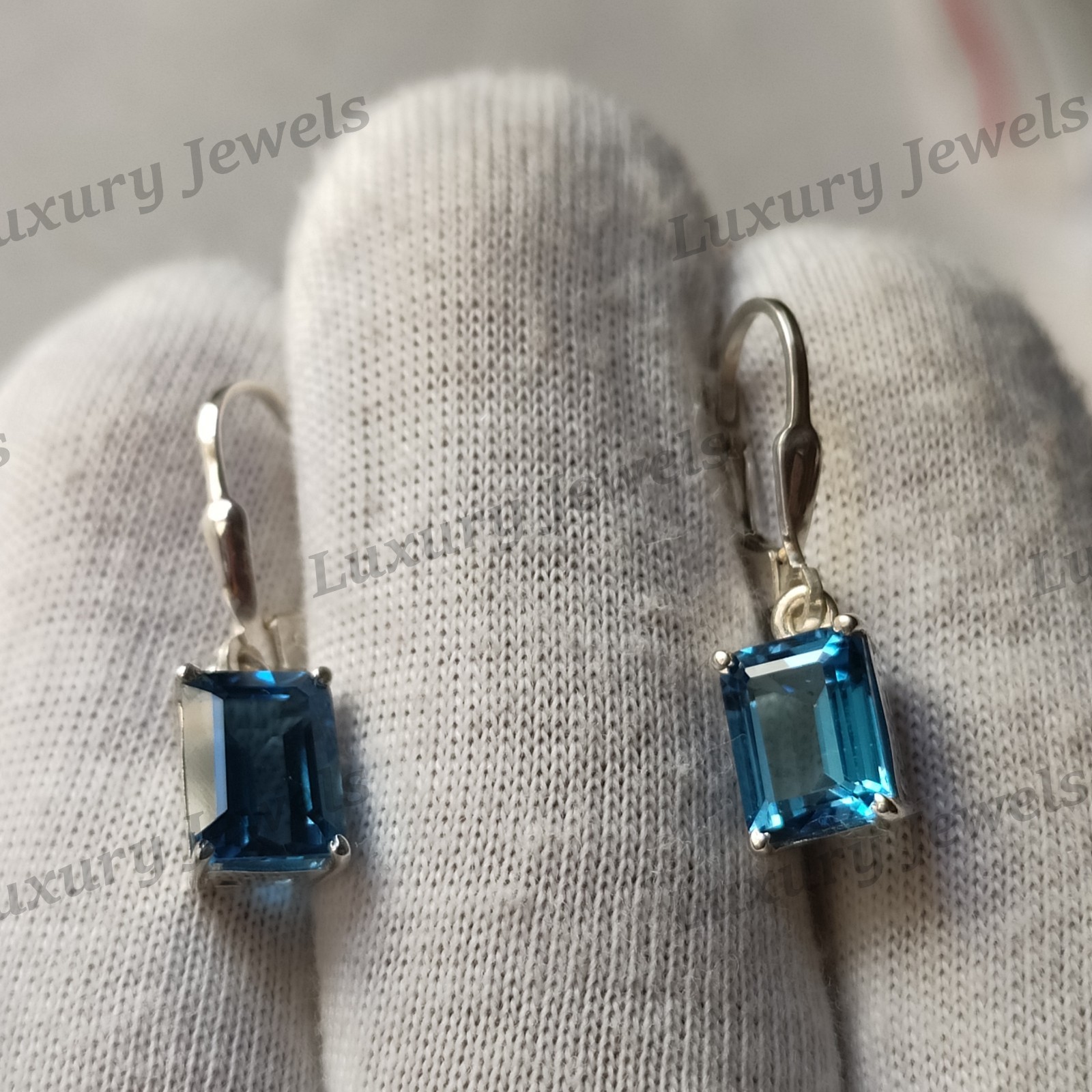 Natural Swiss Blue Topaz Sterling Silver Earrings Handmade Fine Jewelry Gift