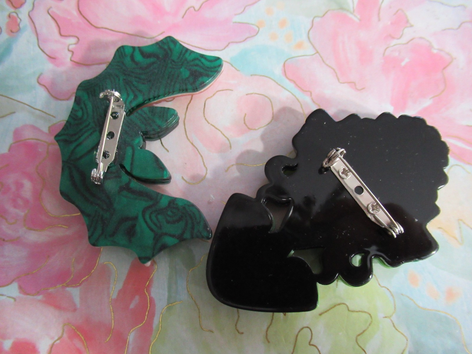 Acrylic Brooch GREEN BAT VAMPIRE Halloween or MEDUSA BROOCH Greek Mythology