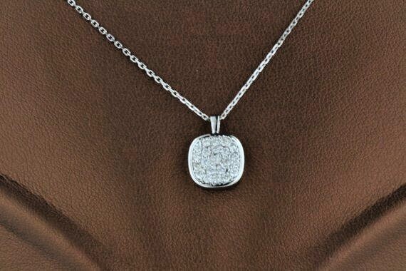 Round Cut Simulated Diamond Fancy Women’s Pendant Chain In 14k White Gold Plated