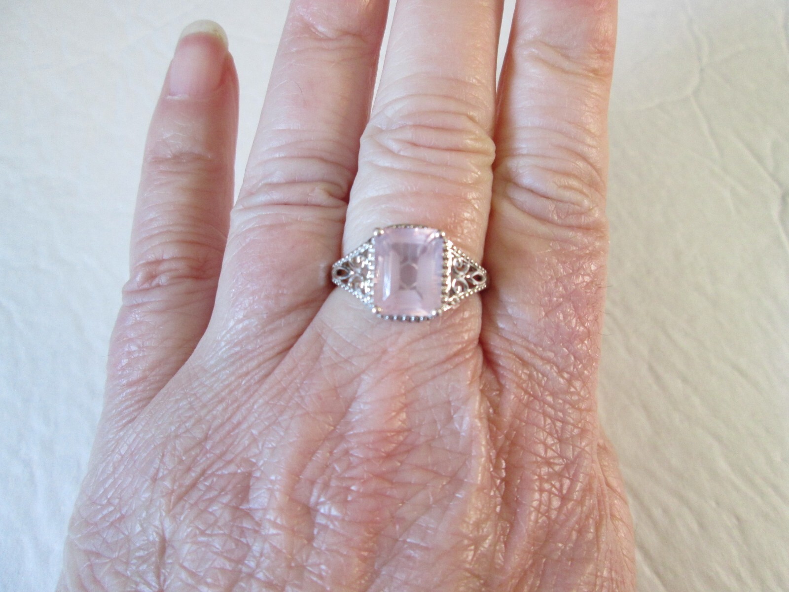 Galilea Rose Quartz Platinum over Sterling Silver Ring (Size 7) 3.00 ctw