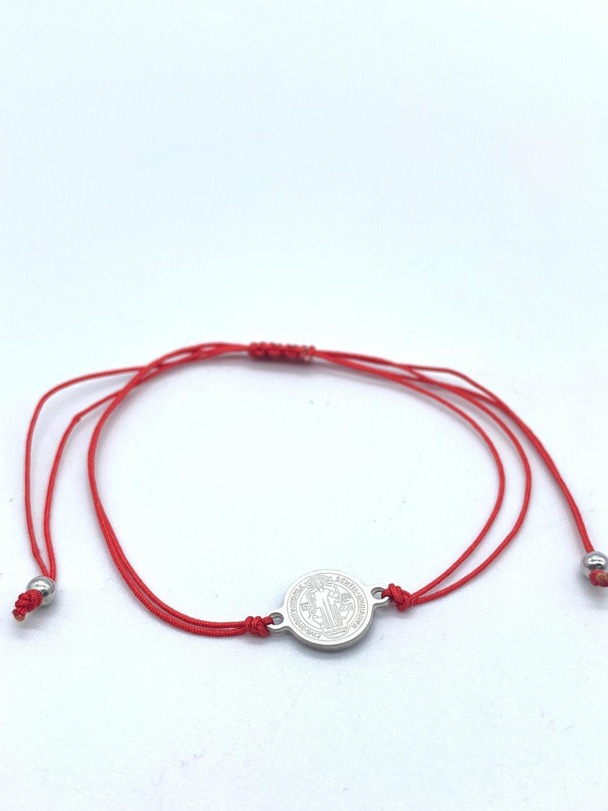 Red String Saint Benedict Medal Bracelet Adjustable 6in-10in Religious Charm