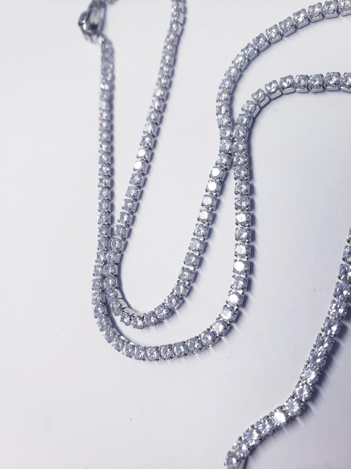 GLD SHOP Cubic Zirconia Tennis Necklace in White Gold Tone – 3mm 22″