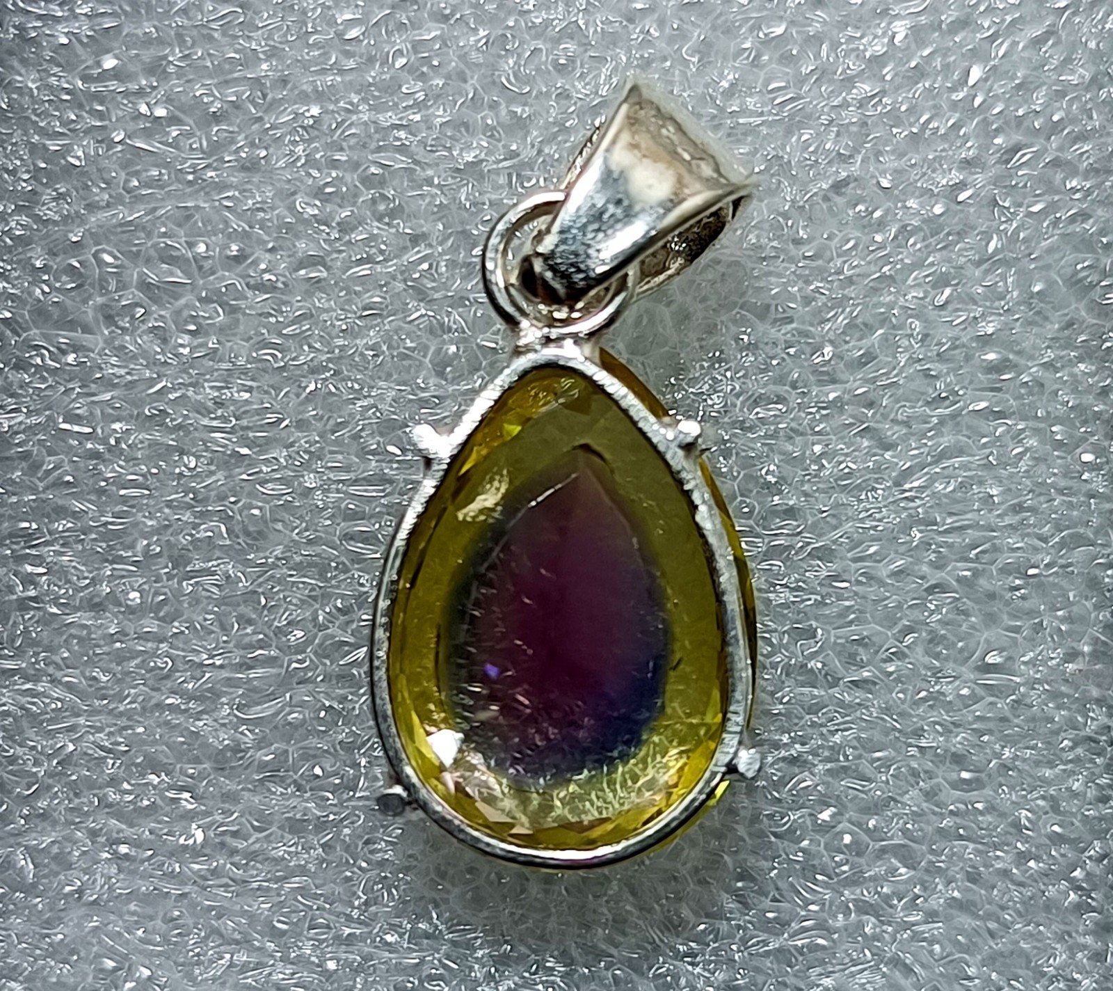 Bi-Color Rare Pitambari Sapphire Pear Natural 39.55 Ct 925 Silver Pendant Gem
