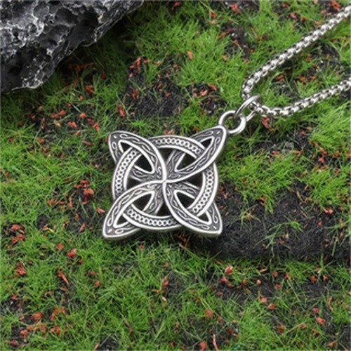 Wicca Pagan Witch Symbol Celtic Knot Pendant Triquetra Trinity Silver Necklace
