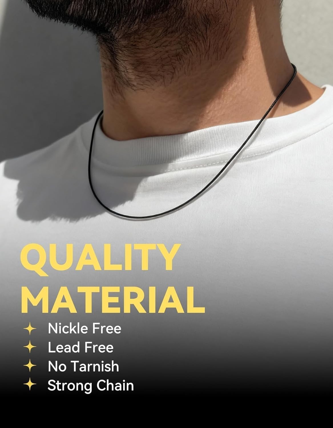 Waterproof Leather Cord Necklace for Men and Women with Custom Length Options