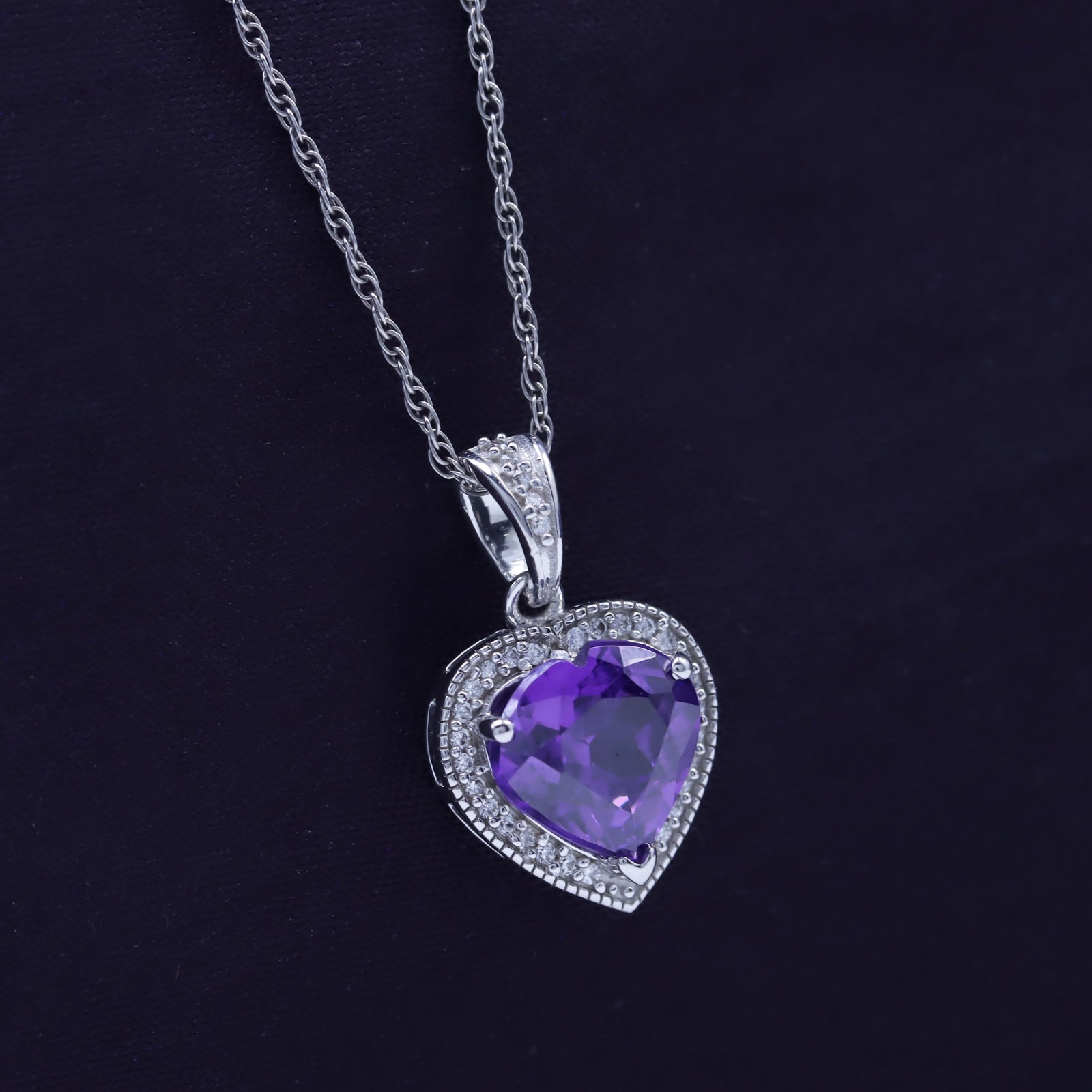 Sterling Silver Heart Shape Necklace Gemstone Birthstone Pendant