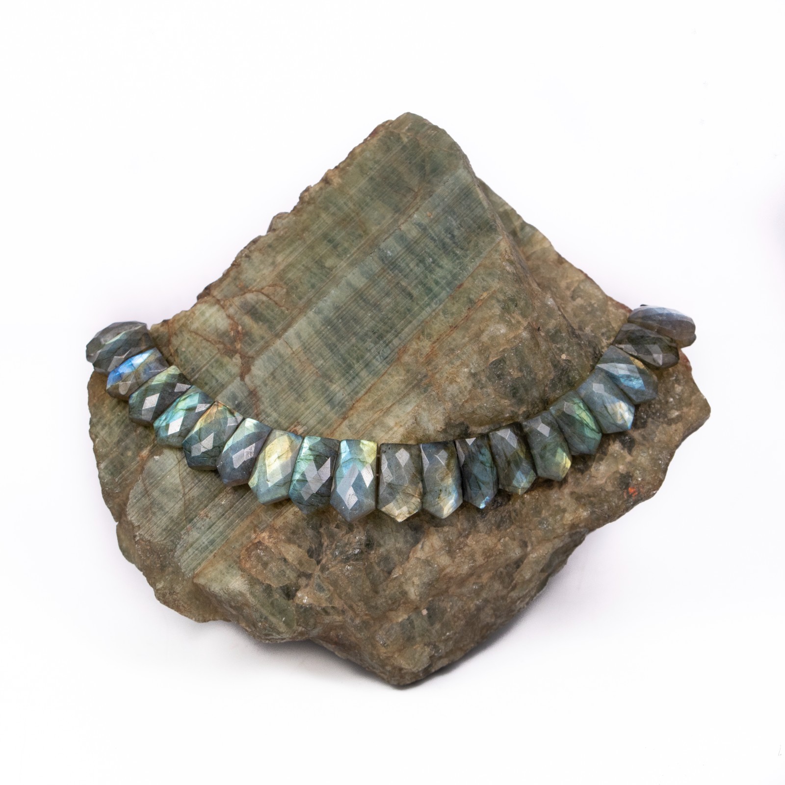 Labradorite Fancy Shape Layout Necklace, 15X10MM To 21X10MM, Faceted Gemstone