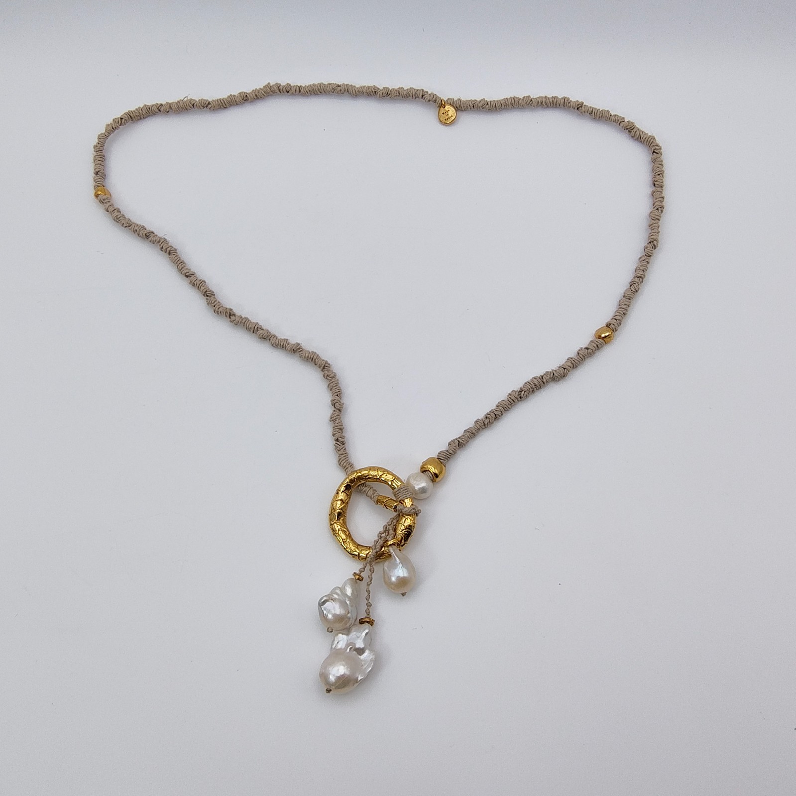 Velatti Convertible Toggle Necklace Cultured Baroque Pearl 18K Gold Plated Spain