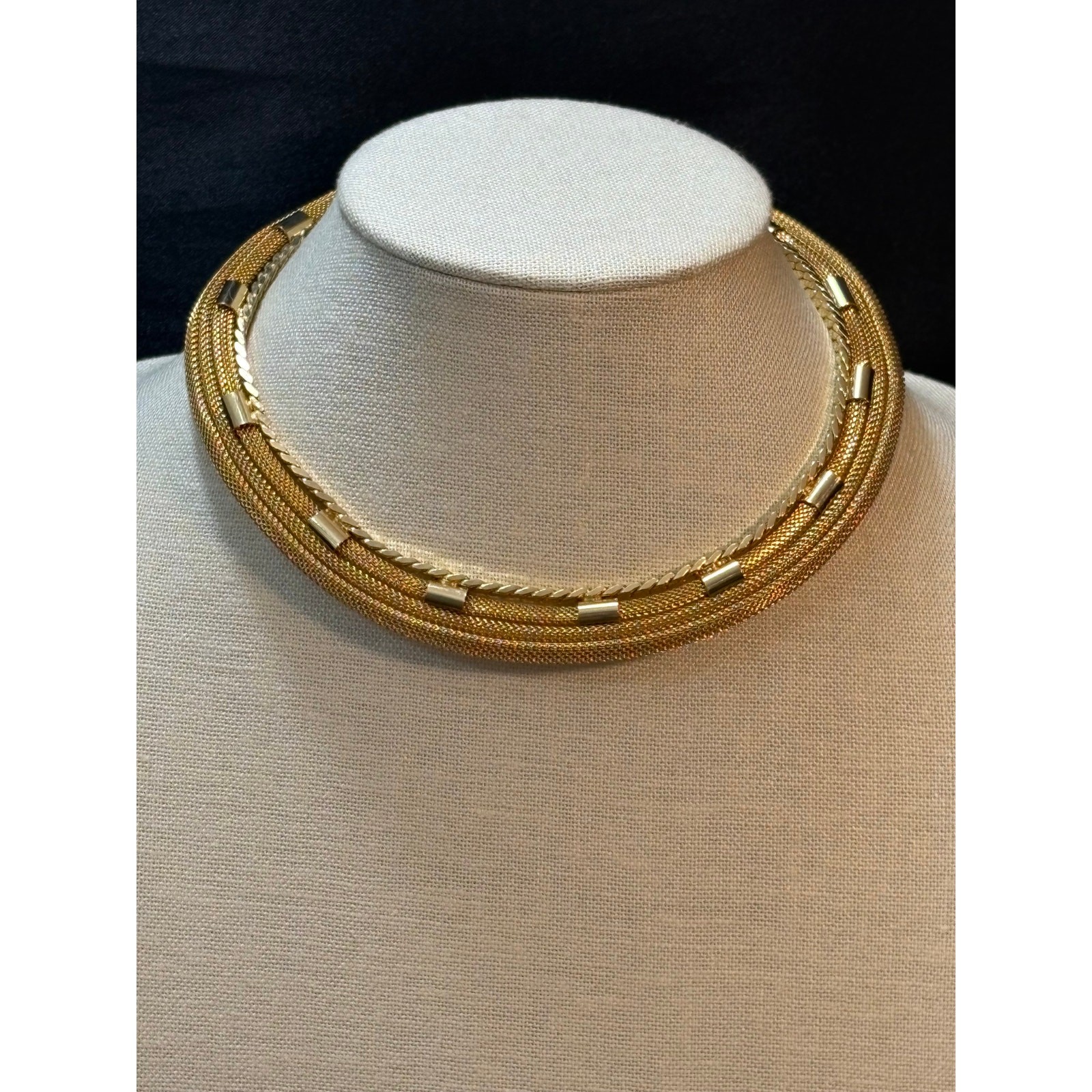 Vintage Gold Tone Mesh Necklace 70g