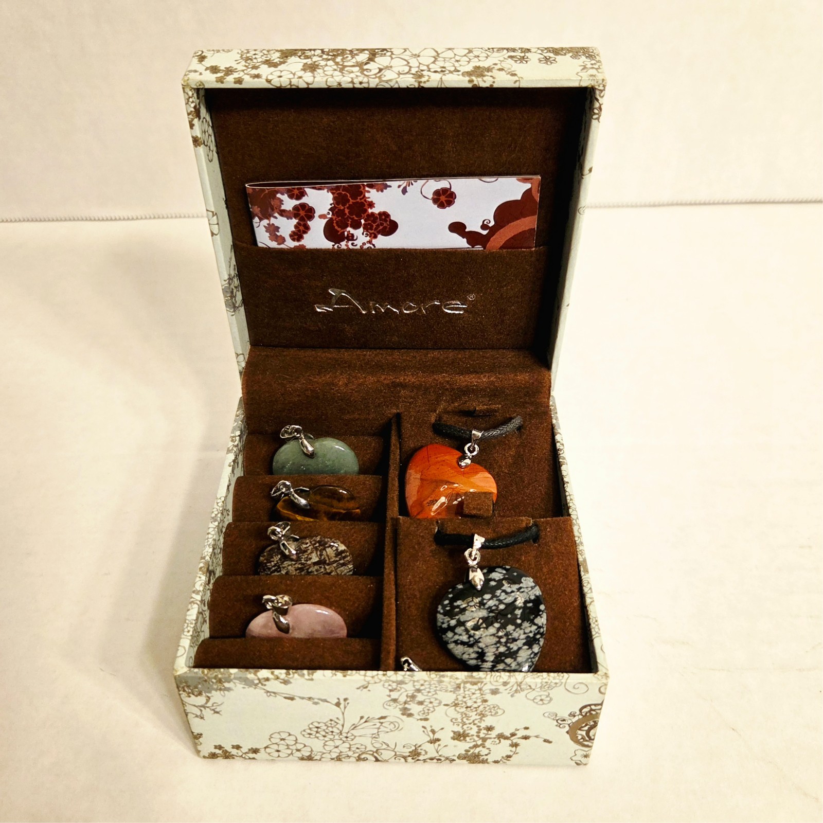 Amore Jewelry Set 6 Semi-Precious Stone Collection with 2 Rope Style Necklaces