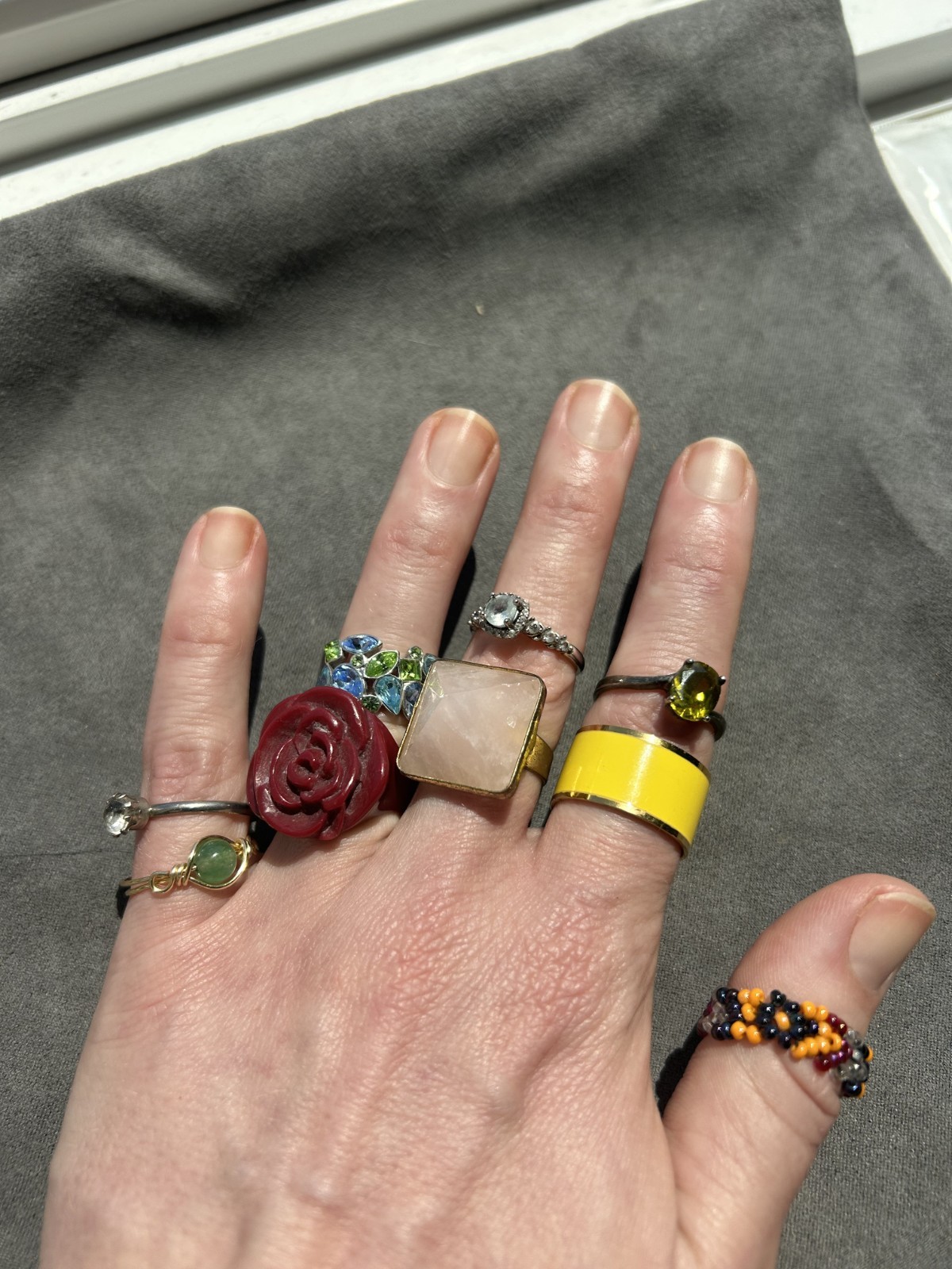 Lot of fashion rings costume jewelry various sizes