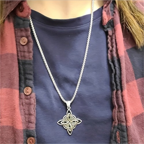 Wicca Pagan Witch Symbol Celtic Knot Pendant Triquetra Trinity Silver Necklace