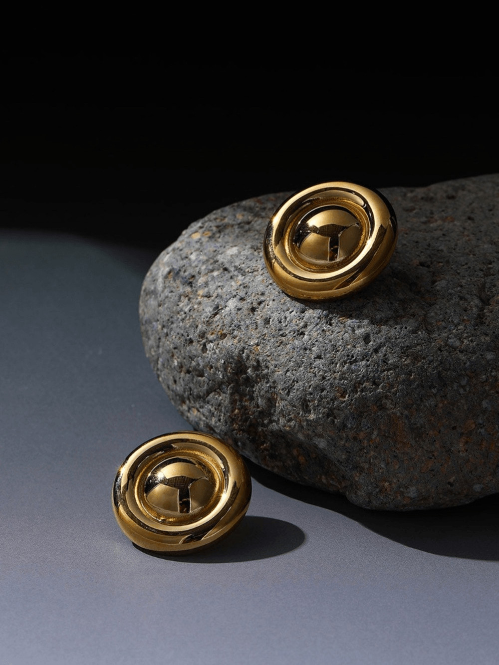 Shiny Dome Gold Stud Earrings – Women Jewelry