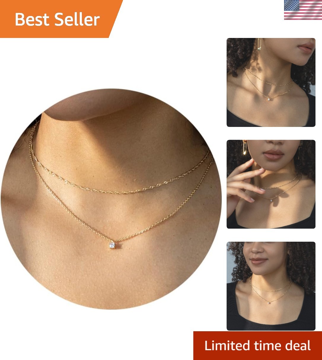 Layered Necklaces for Women – 14K Dainty Gold Plated Layering Chokers Necklac…