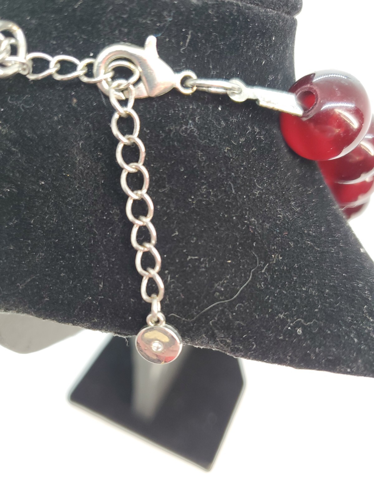 CATO 1946 Faux Pearl Red Gold Black Rhinestones Beaded Statement Necklace 23.5″