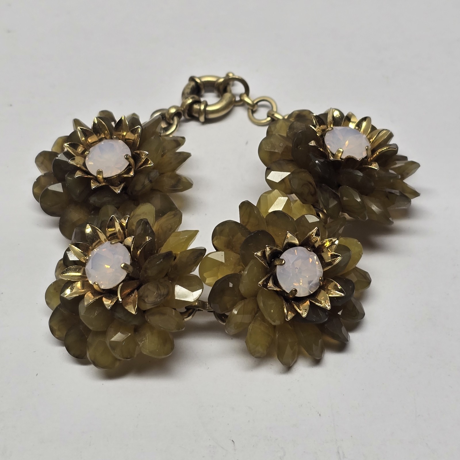 Beautiful J. Crew 3D Flower Link Bracelet Gold Tone 8″