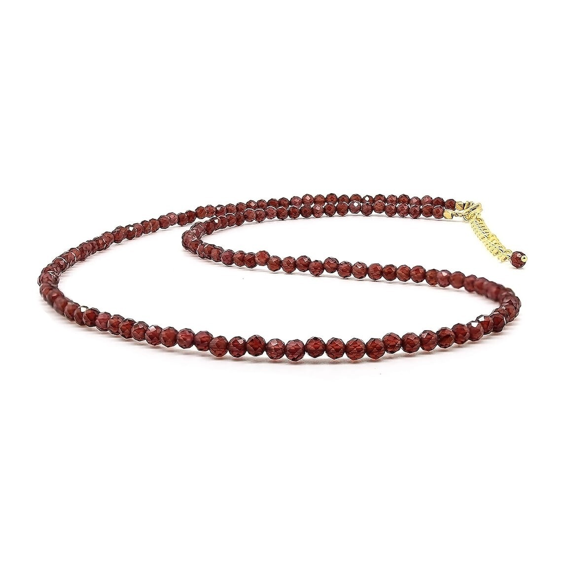 A++++ Beautiful Red Garnet Faceted Round Gemstone Beads Necklaces 18” For Girls