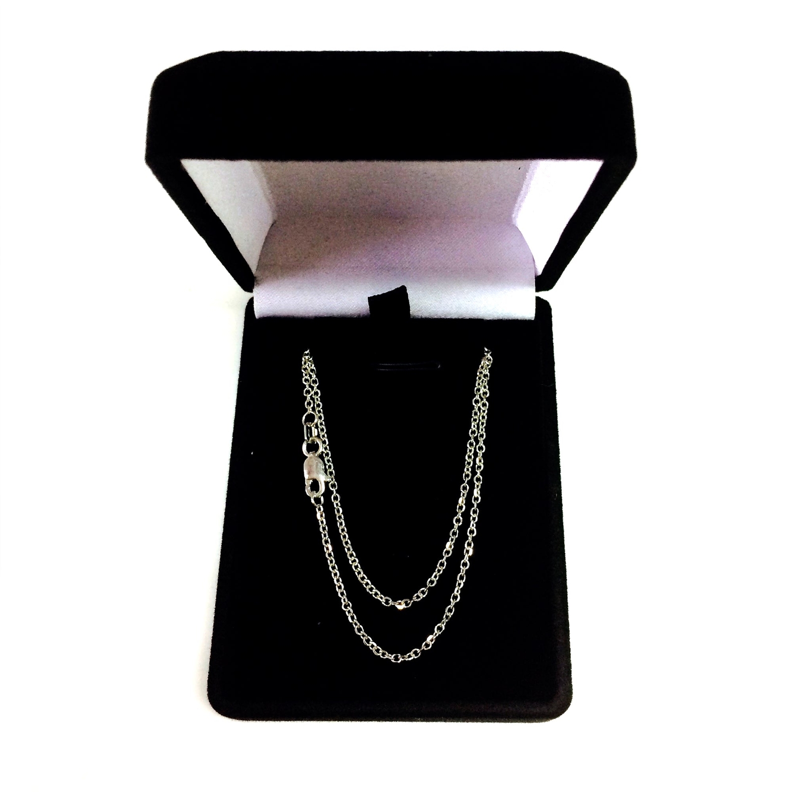 14k White Real Gold Cable Link Chain Necklace, 1.4mm, 16″