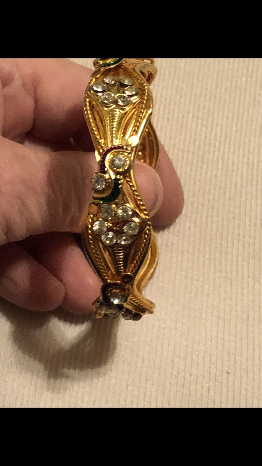 Woman’s Rhinestone Bangle From India Measuring 2 1/4 Inch’s Across