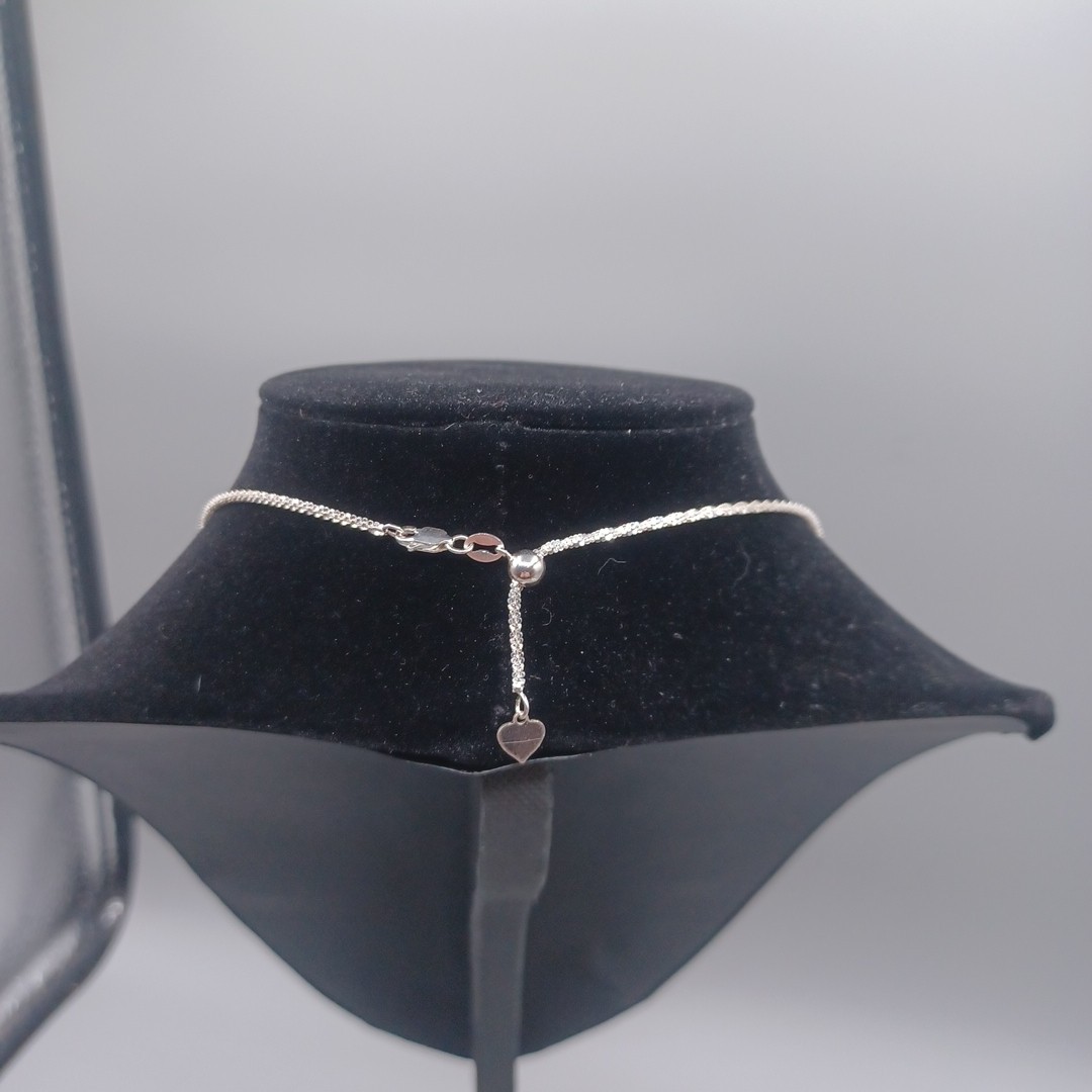 22” 925 Sterling Silver Necklace Criss Cross Chain 2mm Lobster Slide Adjustable