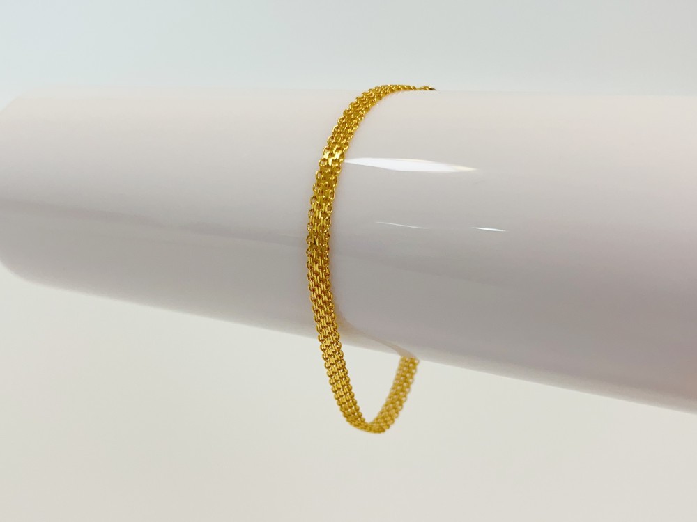 Solid 18K Yellow Gold AU750 Multiple Layer Wide Bracelet Bangle Chain 18cm/7in