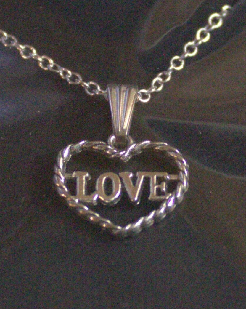 1 Silver Rolo Necklace Rope Cut Heart Love Very Nice Gift 4 that Special Someone