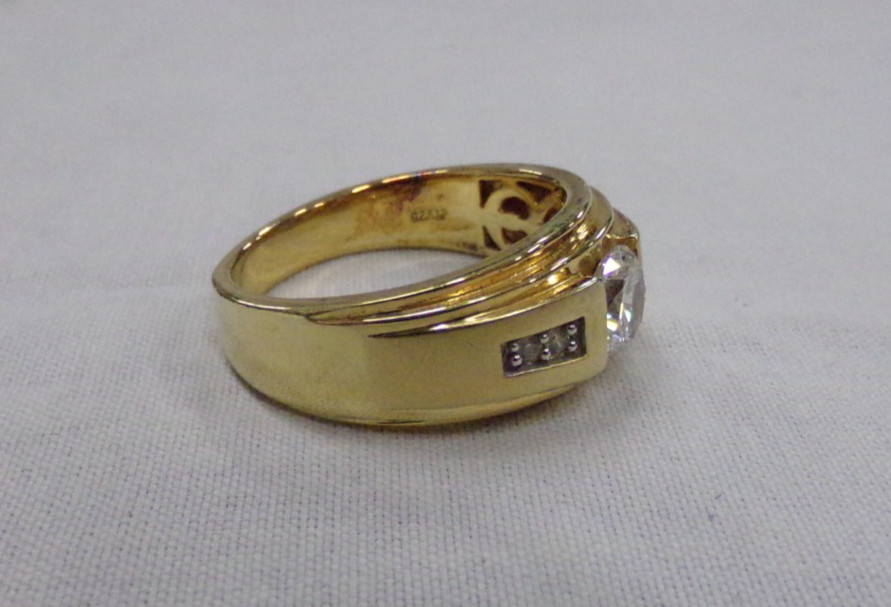 Estate Find! Adult Size 10.75 Beautiful Gold Band Ring With CZs? Signed 925