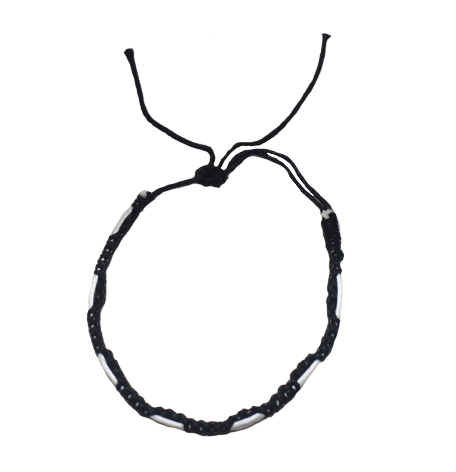 Cotton Cord Bracelet 1mm Black Waxed Cotton Cord Adjustable