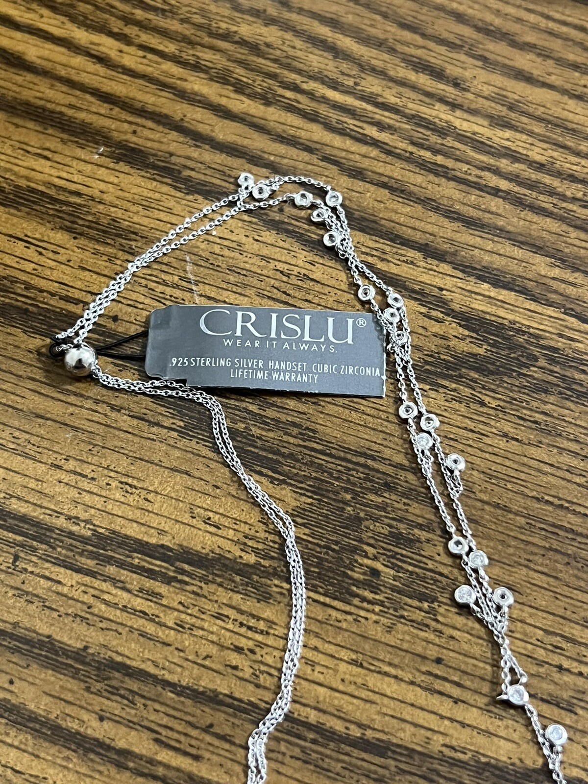 CRISLU 925 Cubic Zirconia Adjustable Y Necklace