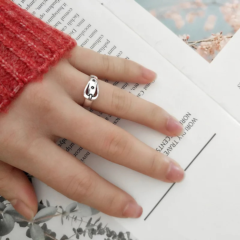 Adjustable Belt Ring 925 Sterling Silver Geometric Cocktail Party Jewelry