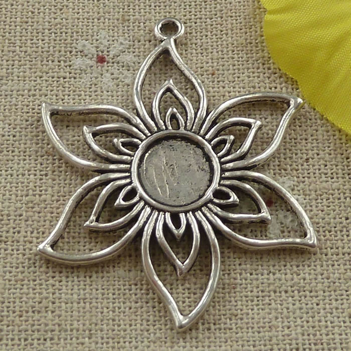 Free Ship 30 pcs tibetan silver flower charms pendant 47X38mm L-3293