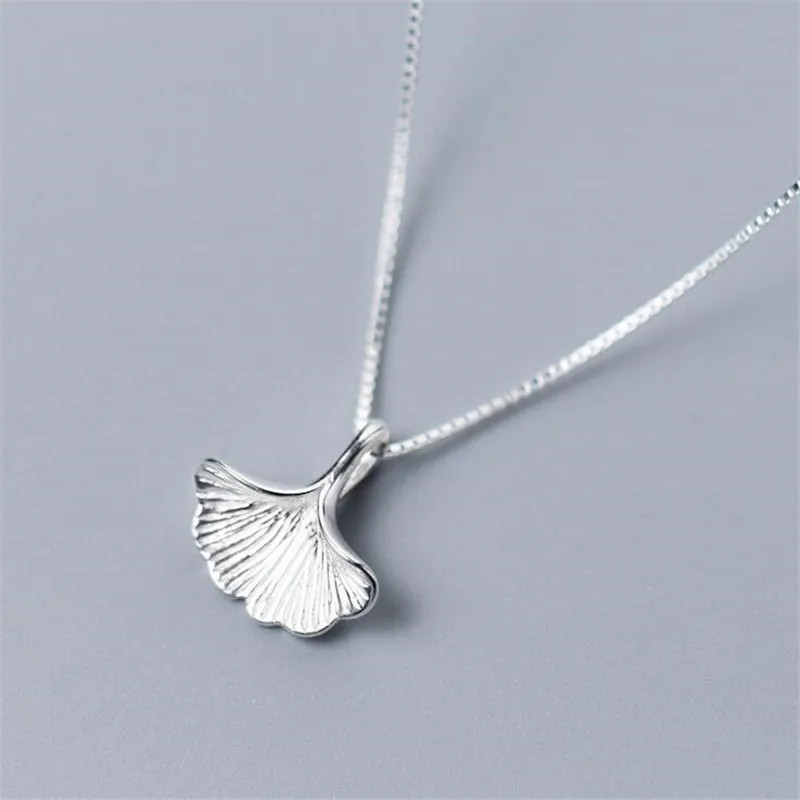 Leaf Shape Pendant Necklace 925 Sterling Silver O Link Chain Women Jewelry