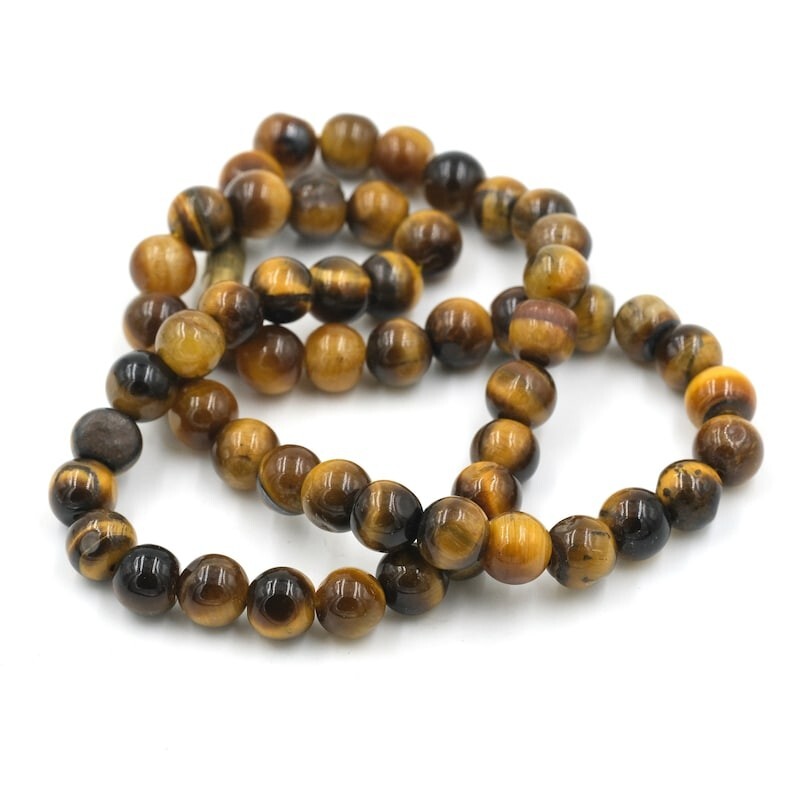 Genuine Tiger’s Eye Smooth Round Gemstone Beaded Self Confidence Necklaces 24”
