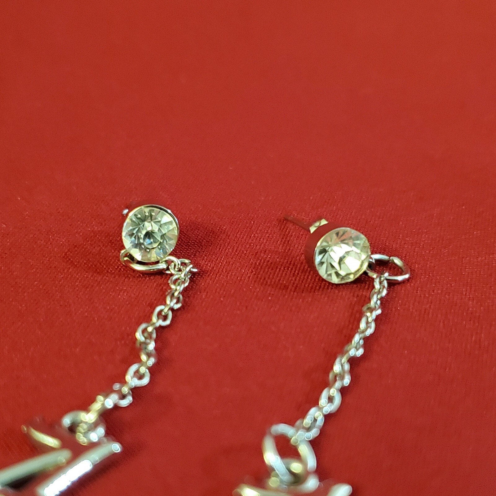 Alabama Crimson Tide Silver Colored Letter A Dangle Earrings with Gemstone!
