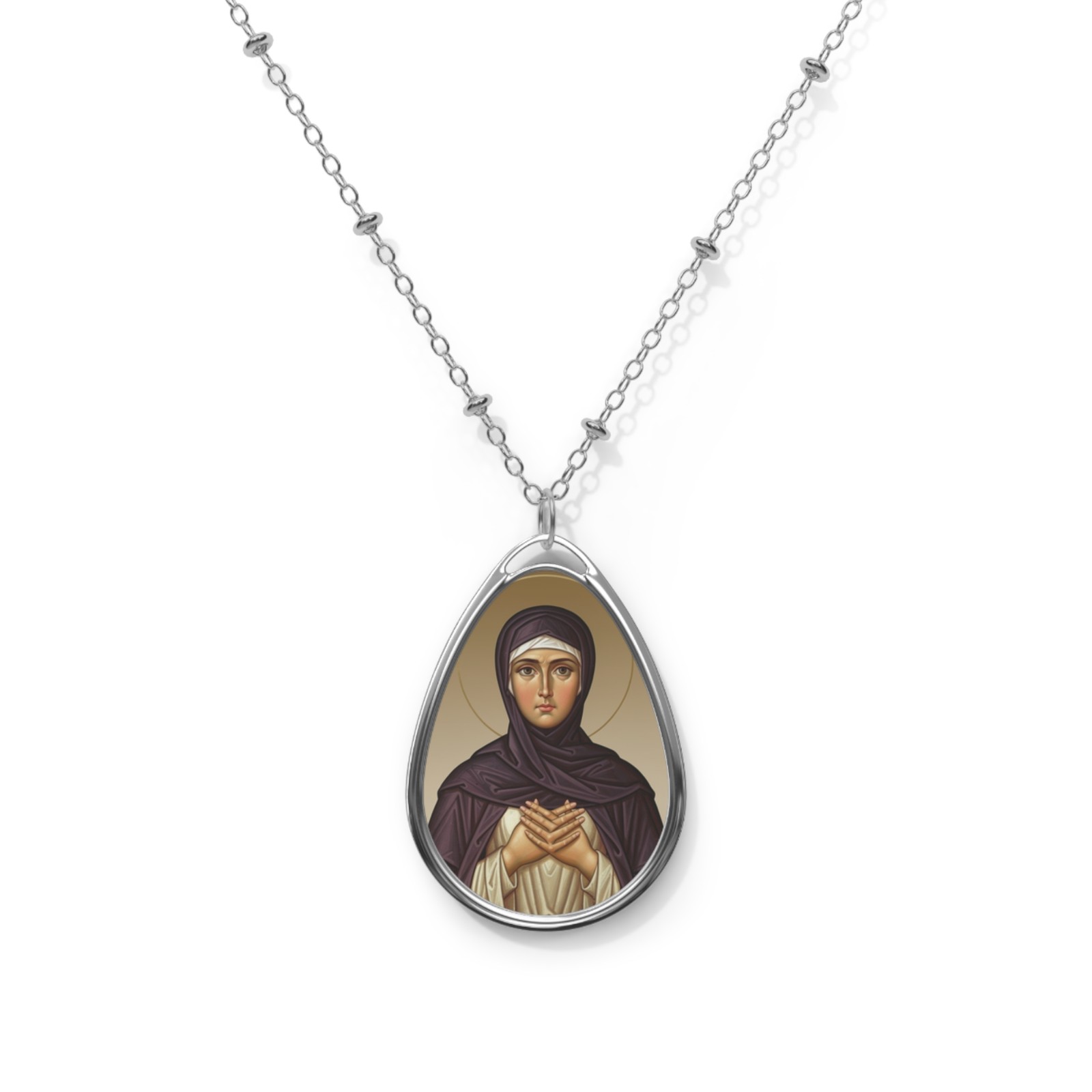 Saint Juliana Falconieri, Oval Pendant Necklace, Christian Gift