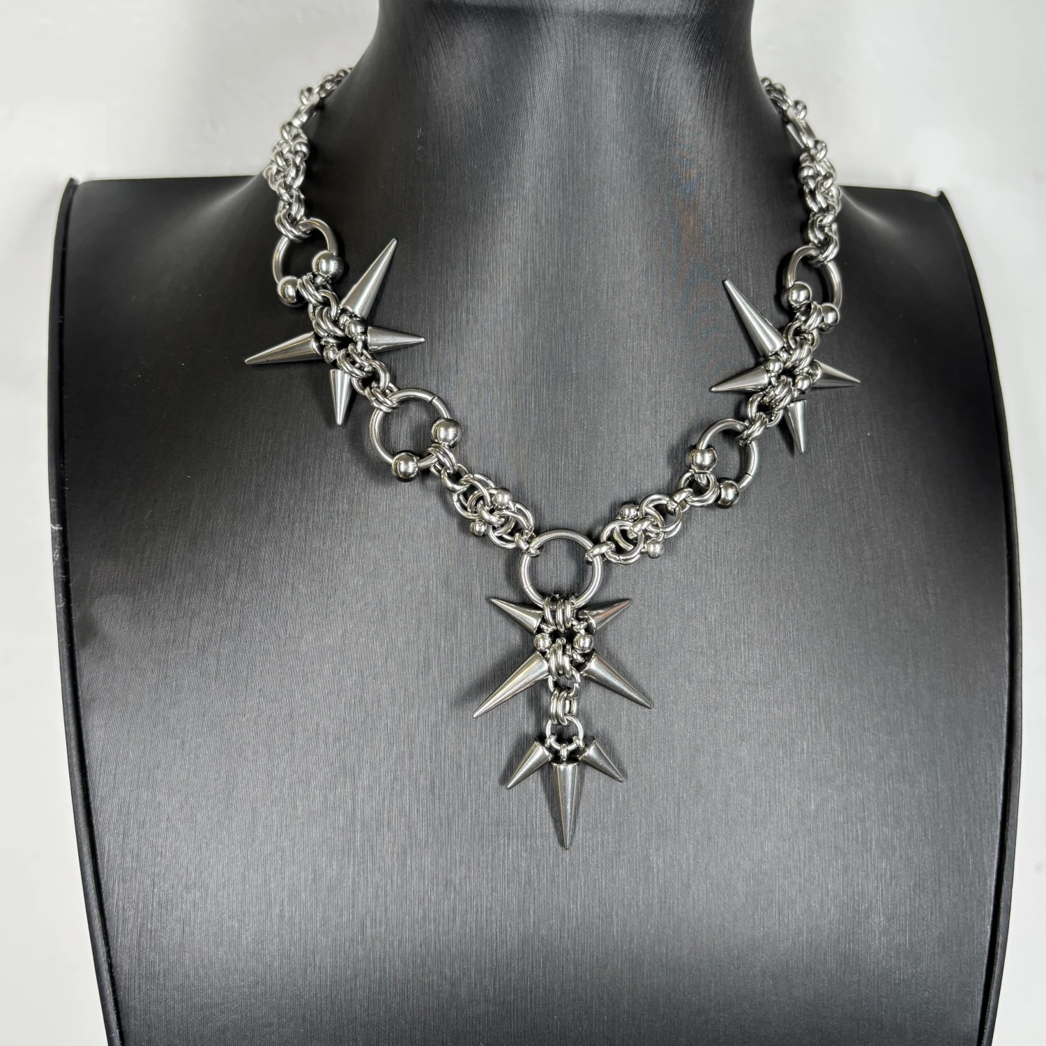 Punk Rock Rivet Pendant Chain Necklace Spike Grunge Goth Hip Hop Jewelry NEW