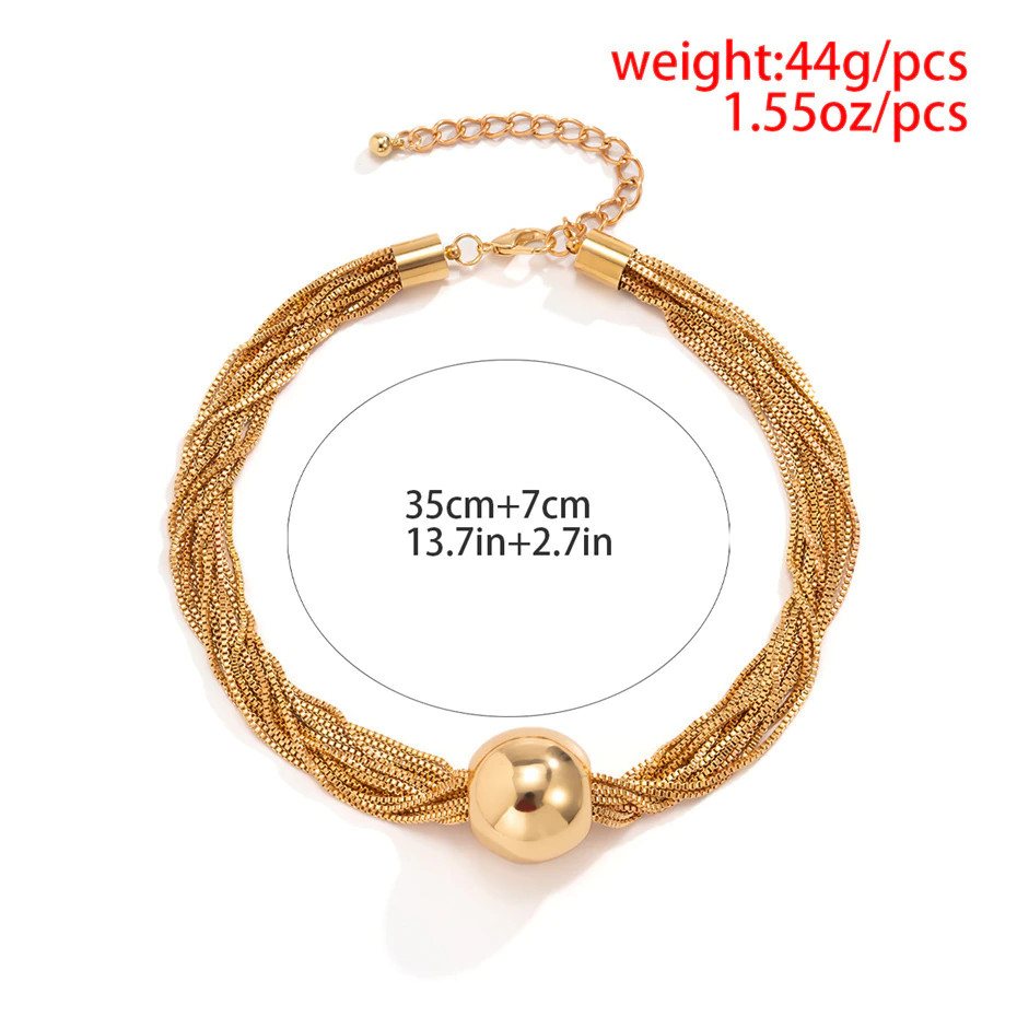 Women’s Fashion Jewelry Gold Twisted Layered Thick Choker Necklace 1-160